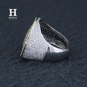 แหวนผู้ชายทองคำขาว-เหลืองสองสี 14K 18K หรูหรา ประดับเพชรเม็ดกลมหลายชั้นแบบเมดัลเลียน ฝังเพชรแล็บโกรว์ สไตล์ฮิปฮอป สีชมพู - Product Image 5