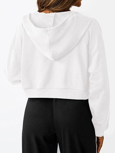 New Trending Custom Zipper <b>Up</b> Pink Color Women Hoodies Crop Top <b>Zip</b> <b>up</b> Hoodie Cotton Oversized Sexy <b>Cropped</b> Yoga Hoody 2026 - Product Image 4