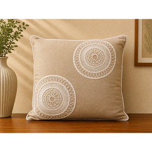 Premium Cotton Chambray Embroidered Cushion <b>Cover</b> | Luxury Decorative <b>Throw</b> Pillow <b>Cover</b> for <b>Sofa</b>, Living Room & Home Decor - Product Image 1