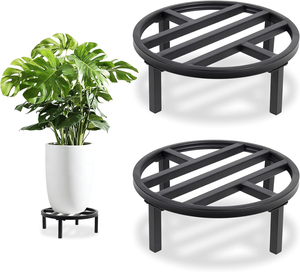 Support de plantes en métal noir pour intérieur et extérieur, support de pot de fleurs surélevé, support de présentation décoratif pour jardin - Product Image 1