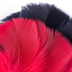 Faux Fur Velvet Feather Hackle Plume <b>Bow</b> Pattern <b>Red</b> Black Adult Unisex Four Seasons Use Party Hat Accessory - Product Image 6