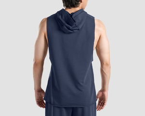 Débardeur sans manches personnalisé avec logo, en polyester, pour musculation, fitness, course à pied, avec capuche - Product Image 3
