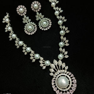 Conjunto de joyería nupcial de diamante americano clásico, collar y pendientes de dos piezas para boda, estilo clásico de moda - Product Image 1