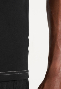 Camiseta de Punto Negra de Manga Corta para Hombre con Patrón Geométrico Bordado, Cuello Redondo, Corte Casual - Product Image 3