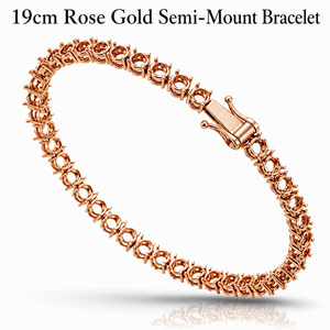 Wholesale 18K <b>Solid</b> Rose <b>Gold</b> Tennis Bracelet Mounting Round Cut Prong Setting Empty Fine Jewelry Manufacturer MOQ 1pc - Product Image 1