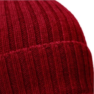 Gorro de Invierno con Puño Acanalado, Color Rojo Sólido, 100% Algodón, Impresión Digital, Gorro de Punto para Adultos Unisex, Estilo Casual, para Venta en Línea - Product Image 6