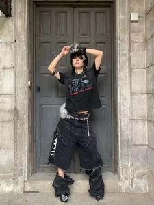 Conjunto de Camiseta y Pantalones Cortos con Estampado Gráfico Personalizado, Estilo Urbano, Corte Holgado, Estilo Hip Hop, Camiseta Deportiva con Estampado de Letras - Product Image 5