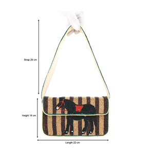 Bolso de Mano de Lujo para Mujer, Hecho a Mano, de Algodón Suave, con Cuentas de Vidrio Multicolores, Diseño de Caballo, Regalo Elegante - Product Image 2