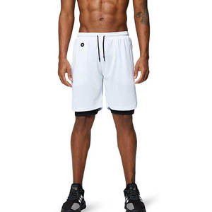 Men's Double-<b>Layer</b> Summer Fitness Shorts for Running Sports Plain Dyed Solid Pattern Training Gear - Product Image 3
