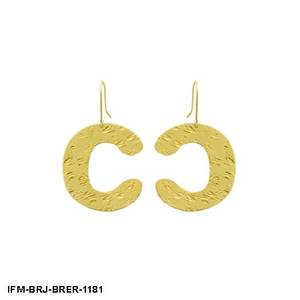 Handmade Textured <b>Brass</b> C Hoop Christian Design Lead-Free Hooks Tarnish-Resistant Golden Finish Alphabetum Charisma Collection - Product Image 1