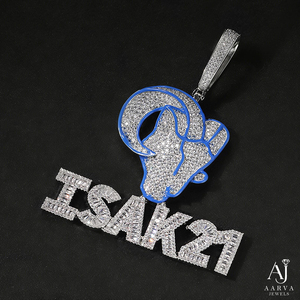 Pendentif Chèvre Givrée en Argent 925 Plaqué Or Rose avec Moissanite, Bijou Pavé Personnalisable pour Homme, Idéal Cadeau de Fête - Product Image 1