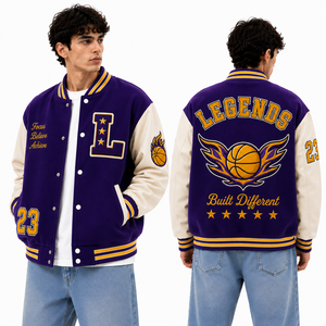 Chaqueta Bomber Varsity con Cierre Completo y Parches Personalizados para Ropa Urbana y Equipos, Ropa Deportiva de Marca Privada, Prenda Exterior Duradera - Product Image 6