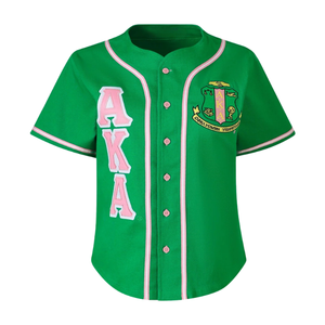 AKA Women's <b>Baseball</b> Jersey Green White Button Front Athletic Shirt Short Sleeve Casual Greek Style Apparel Green White Color - Product Image 2