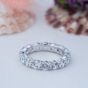 Anillos de Joyería Fina Personalizados, Plata de Ley 925, Anillo de Compromiso, Aniversario, Boda, Eternidad, con Moissanita para Mujer - Product Image 1