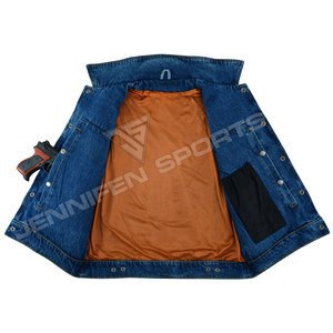 เสื้อกั๊กเดนิมผู้ชายสุดหรู 100% ผ้าเดนิมฟอกสี ทรงพรีเมียมสำหรับขี่มอเตอร์ไซค์ แฟชั่นไบค์เกอร์ มีกระเป๋าหลายช่อง - Product Image 6