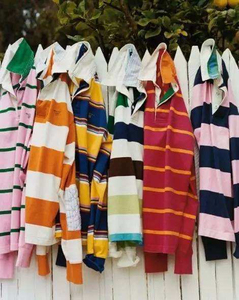 เสื้อโปโลรักบี้ผู้ชาย แขนยาว ลายทาง ผ้าฝ้าย ระบายอากาศดี สวมใส่สบาย เหมาะสำหรับฤดูใบไม้ผลิ ติดกระดุม - Product Image 2