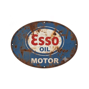 Vintage Oval Metal Tin <b>Sign</b> <b>Shell</b> From The Pump Scallop Logo White Distressed Plaque Gas Station Garage Man Cave Wall Decor - Product Image 4