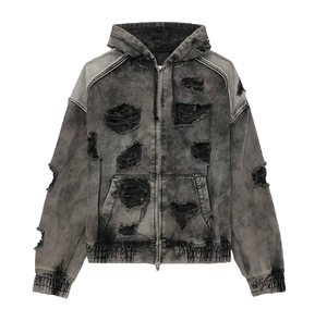 Hoodies Vintage Heavyweight Oversized <b>Hoodie</b> Washed Zip up Distressed <b>Hoodie</b> - Product Image 1