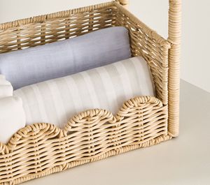 Handwoven Rattan Kids Organizer Wicker Nursery <b>Storage</b> Rack Baby Room Toy Rattan Scalloped <b>Stacked</b> Organizer Furniture Decor - Product Image 6