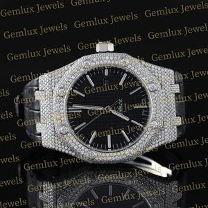 High Quality <b>Black</b> Rubber Strap Auto Date Iced Out D VVS Moissanite Diamond Pass Diamond Tester Hip Hop Diamond <b>Watch</b> - Product Image 2