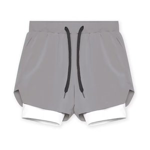 OEM Customized Logo Embroidery Hot Selling Double <b>Layer</b> Quick Dry Breathable Fitness Training Running Shorts Men Sports Short - Product Image 1