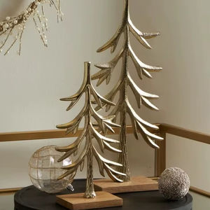 Centro de Mesa Navideño de Aluminio y Madera de Fabricante Confiable, Arreglo Festivo de Lujo con Decoración Brillante - Product Image 1