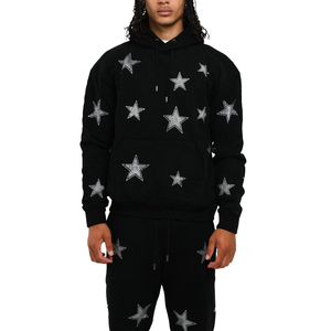 Conjunto Deportivo con Capucha y Estampado de Estrellas Negras para Hombre, Pantalones Largos, Transpirable, Estilo Urbano, Corte Regular, Algodón, Ropa de Otoño - Product Image 4