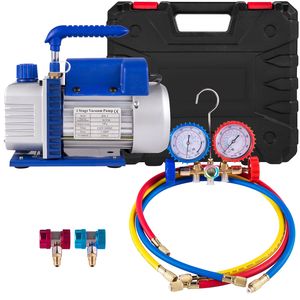 Pompa per vuoto monostadio da 1/4 HP 3CFM per sistemi HVAC, kit di parti per climatizzazione, manometro AC con rubinetto per bombole R134, compatibile con R12, R22, R410a A/C - Product Image 1