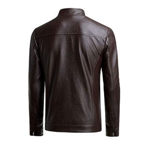 Custom Made OEM Service <b>High</b> Quality Men's Casual <b>Leather</b> Jacket Stand Collar Zipper Front Eco-Friendly Waterproof Winter <b>Top</b> - Product Image 2