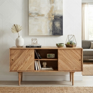 <b>Rustic</b> Wood <b>Cabinet</b> Rattan Door Storage Sideboard Balinese Handcrafted Buffet Kitchen Cupboard Home Furniture Display Item Tops - Product Image 4