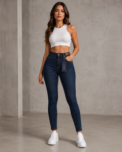 FANKES - Jeans de Mezclilla para Mujer, Cintura Alta, Azul Oscuro, Corte Recto, Estilo Vintage, Largos, Casuales, Impermeables, Transpirables, Tejido de Lona, para Otoño, OEM - Product Image 3