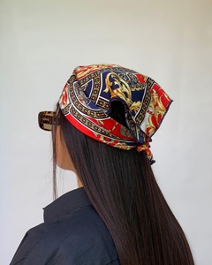 Custom Direct Factory Custom Unisex Black <b>White</b> Geometric Abstract Graphic <b>Bandana</b> Square Satin Headscarf - Product Image 1