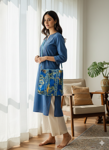 Handcrafted Customized Color Tropical Giraffe Print Quilted Cotton Tote <b>Bag</b> Premium <b>Safari</b> Motif Ethnic Shoulder Large Capacity - Product Image 2