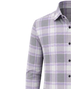 Chemise à carreaux gris lavande pour homme, décontractée et formelle, à manches longues, boutonnée, en flanelle de coton, pour le bureau, personnalisable - Product Image 3