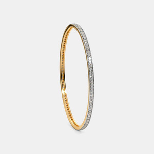 Half Eternity Diamond Line Gold <b>Bangle</b> <b>Bracelet</b> - Product Image 2