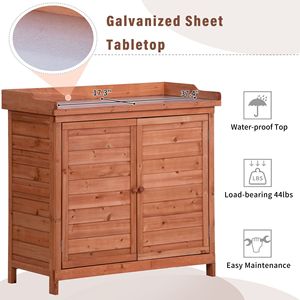 TOPMAX 39 \ "giardino rustico esterno panca panca in legno Workstation con 2 ripiani laterali gancio arancione deposito giardino casetta - Product Image 6