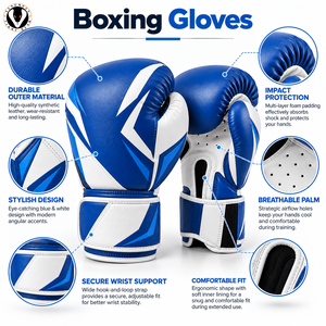 Gants de boxe durables avec intérieur doux, poignées confortables en PU/cuir, forme ergonomique pour la main, fermeture sécurisée à boucle et crochets, conçus pour - Product Image 6