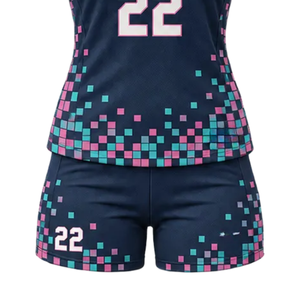 Ensemble d'uniformes de football par sublimation pour femmes, maillot à col en V et manches courtes, short assorti, kit d'équipe personnalisé pour entraînements et matchs 100% - Product Image 6