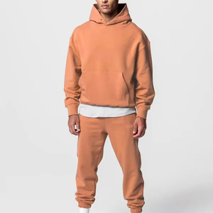 Unisex Solid Color Hooded Sweatshirt Set Casual Loose Fit Full Length <b>Tracksuit</b> Side Pockets 100% Cotton <b>Waterproof</b> Streetwear - Product Image 5