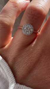 Anillo de Compromiso con Halo de Diamantes Cultivados en Laboratorio, Plata 925, Oro Real de 14K, Anillo de Boda Clásico con Halo, Precio de Fábrica, Certificado IGI - Product Image 6