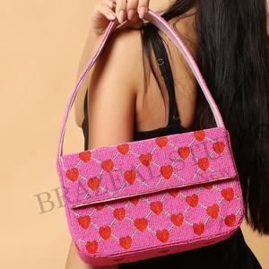 Nouvel Arrivage Sac à Main Pochette Femme Tendance à Bandoulière Unique, Motif Géométrique Perlé, pour Mariage, avec Fermeture à Rabat et Logo Personnalisable - Product Image 1