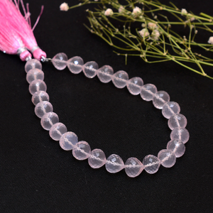 Cuentas de cuarzo rosa AAA+ de 8x8 mm, forma de cebolla, cuentas facetadas de cuarzo rosa natural, perforadas rectas, cuentas elegantes para la fabricación de joyería. - Product Image 1