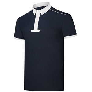 Polo de Manga Corta de Punto Blanco para Hombre con Ribete en Contraste, Cuello Alto, Corte Regular, Estilo Casual - Product Image 4