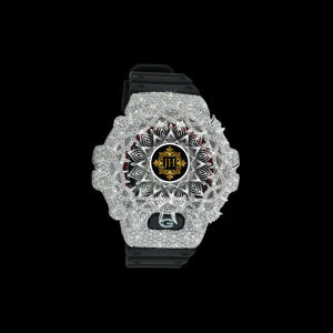 Elegante Reloj de Plata de Ley Maciza con Correa de Goma Negra para Hombre, Joyería de Moda, Estilo Hip Hop con Diamantes - Product Image 1