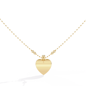 Classic 14K <b>Solid</b> <b>Gold</b> Heart and Round Cut Set Lab Diamond Solitaire <b>Pendant</b> Necklace for Women Party Gift - Product Image 5