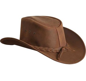 Full Grain Leather Unisex Outback <b>Hat</b> Western Cowboy Style Wide Brim Bush <b>Hat</b> Durable Outdoor Travel Gear USA Europe Market - Product Image 4