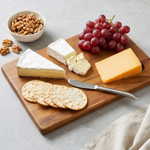 Planche à découper 100 % écologique en bois naturel avec trou de suspension pour servir et hacher les aliments en cuisine, finition de qualité alimentaire - Product Image 4