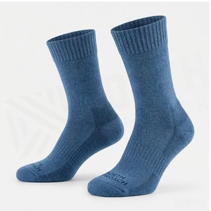 North Approach Crew <b>Socks</b> Solid Blue Cotton Breathable Adult Autumn Casual Daily Wear - Product Image 1