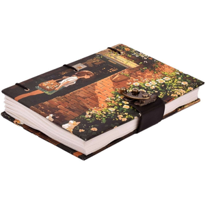 Girl Standing on the Door Wall Printed Cardboard <b>Journal</b> | Hardcover Notebook | 200 White Pages | 7x5 Writing Diary - Product Image 2