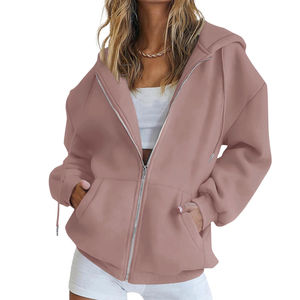 Best <b>Sale</b> Women's Oversized Lightweight <b>Zipper</b> Hoodie Front 100% Cotton Eco-Friendly Breathable Casual Wear OEM Customizable - Product Image 1